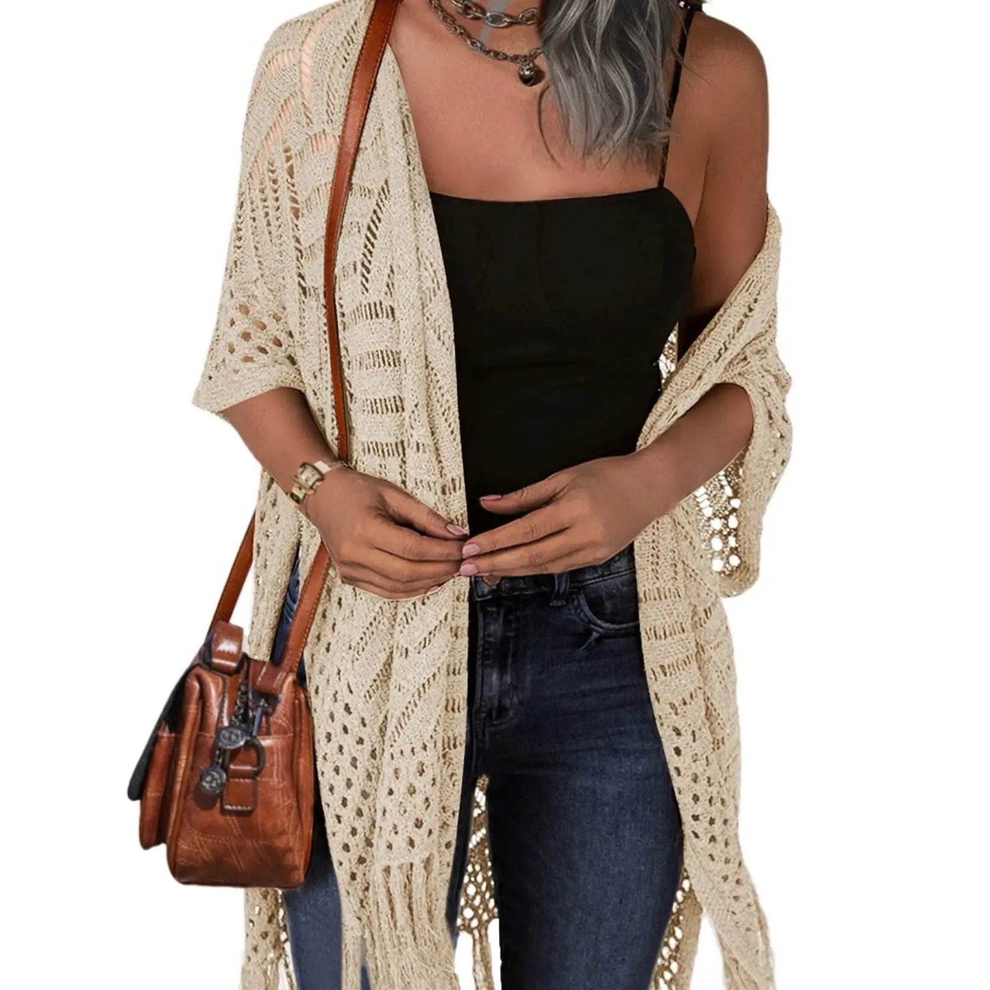 🥳2026 HOT SALE🥳💞50K+ SOLD!🌸☀️ 50% OFF – Just £19.99! Oversized Knit Cardigan – Lightweight crochet tassel kimono for spring & summer. Breathable viscose‑nylon blend – no itch, no cling – layer over anything! 🧶✨