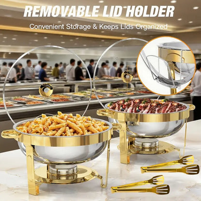 🥳2026 HOT SALE🥳💞50K+ SOLD! 🍽️🔥 50% OFF! Garvee 5QT Stainless Steel Chafing Dish – rust-resistant, gold finish, keeps food warm. Perfect for weddings, parties & buffets! ✨🛡️
