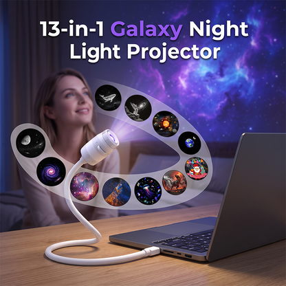 🥳2026 HOT SALE🥳💞50K+ SOLD! 🌌✨ 50% OFF! USB Starry Sky Projector Lamp – 13 interchangeable film discs, flexible gooseneck. Create dreamy galaxy projections – perfect for bedroom relaxation! 🛏️💡