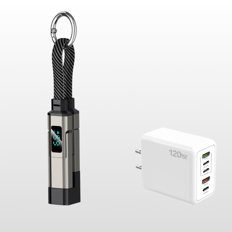 🥳2026 HOT SALE🥳💞50K+ SOLD!📊🔌 50% OFF! 4‑in‑1 Keychain Charger – Built‑in digital wattmeter, zinc alloy core. Supports 65W+27W. Never guess charging speed again. A pocket‑sized power station! 💎🔄
