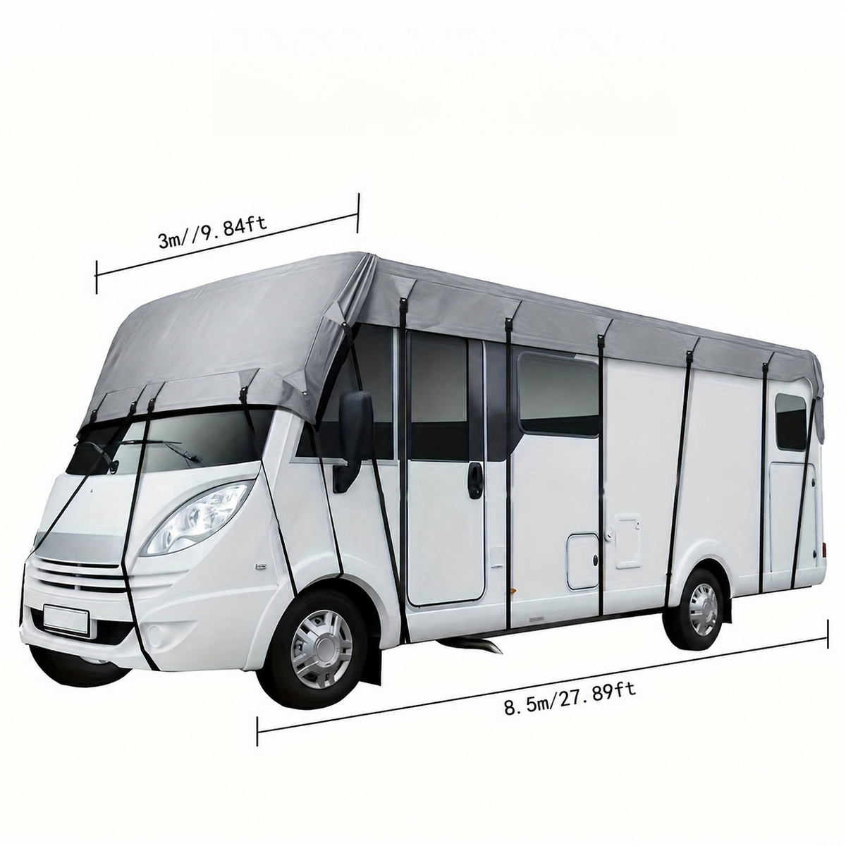 🥳2026 HOT SALE🥳💞50K+ SOLD! 🚐☔ 50% OFF! Caravan & Motorhome Roof Cover – 210D Oxford, silver-coated, adjustable straps & 2 tension straps. Protects roof from rain, leaves & costly repairs! 🛡️✅