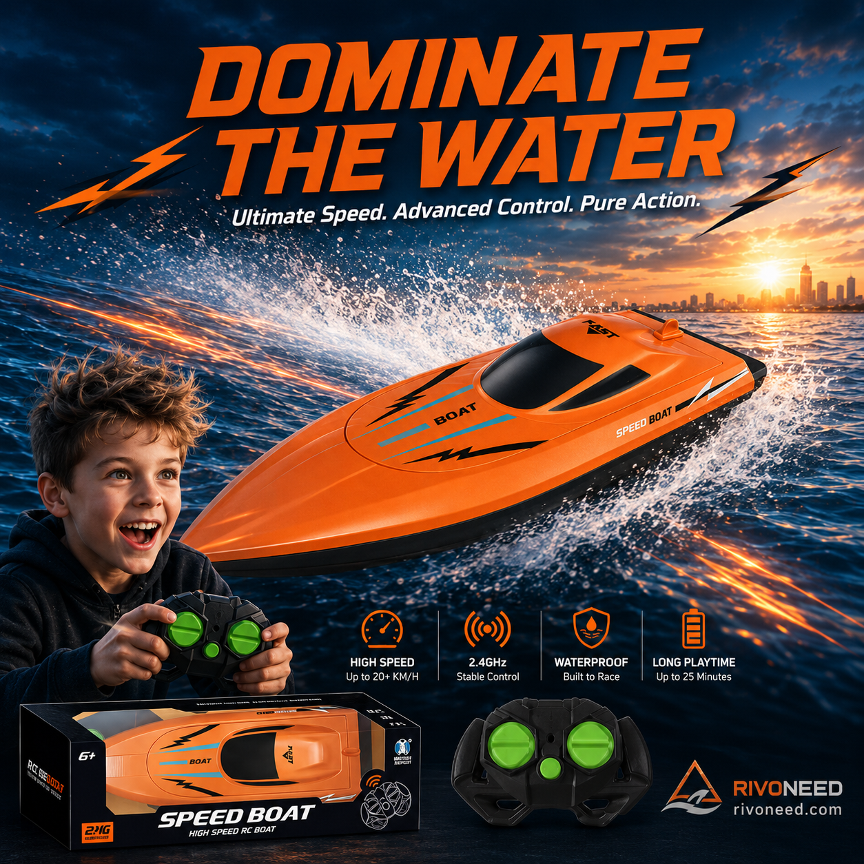 🥳2026 HOT SALE🥳💞50K+ SOLD!🌊⚡ 50% OFF! Dual‑Motor RC Boat – Twin engines, 2.4GHz control, waterproof & impact‑resistant. Slice through waves at insane speed! 🌊🚤