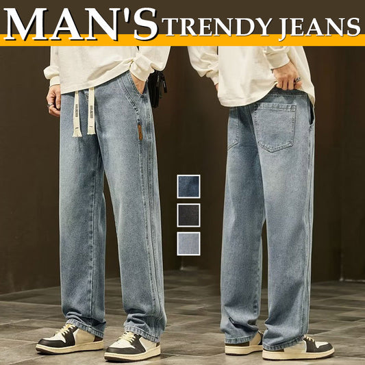 🥳2026 HOT SALE🥳💞50K+ SOLD!💥🕊️ 50% OFF! Men's Loose Straight Jeans – Roomy & relaxed all day! Easy elastic waist, no tight squeeze. Classic straight leg, moves with you. Perfect for everyday wear. 👖✨