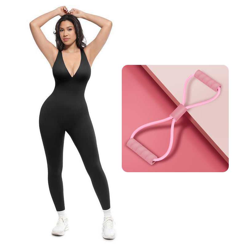 🥳2026 HOT SALE🥳💞50K+ SOLD!🌸🦋50% OFF High-Stretch V-Neck Jumpsuit – All-day ease for fitness & beyond. Breathable, flexible & effortlessly chic. Your go-to for movement. 🧘‍♀️💫