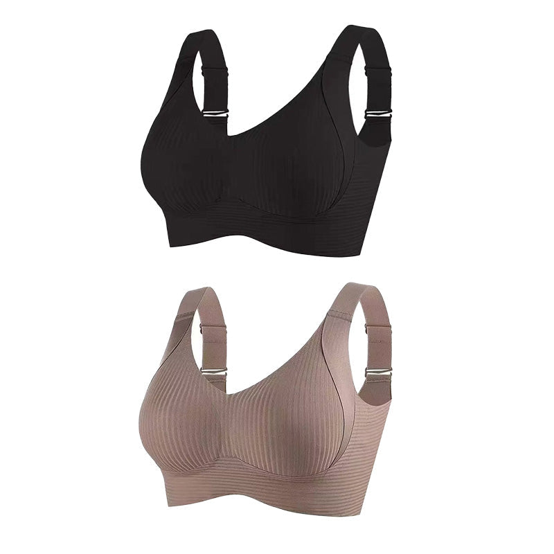🥳2026 HOT SALE🥳💞50K+ SOLD!💖🌸 50% OFF! Subtle Striped Seamless Bra – Pushes back fat, natural lift. Breathable & moisture‑wicking. Feels like a hug! 👙💪