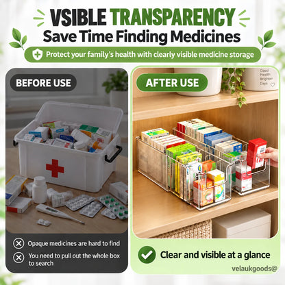 🥳2026 HOT SALE🥳💞50K+ SOLD! 💊🗄️ 50% OFF! Transparent Extendable Storage Organiser – adjustable 24.5–43cm, clear PET walls let you see every item at a glance. Perfect for medicines, supplements & toiletries – no more rummaging! 🏠✨