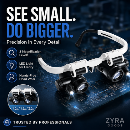 🥳2026 HOT SALE🥳💞50K+ SOLD! 🔍👓 50% OFF! LED Glasses Magnifier – 3 interchangeable lenses: 8x, 15x & 23x magnification. Built‑in LED light for clear viewing – perfect for electronics, jewellery & watch repair! 💡🔧