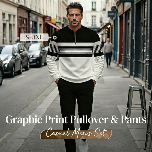 🥳2026 HOT SALE🥳💞50K+ SOLD!🌧️⏰ 50% OFF! Men's Casual 2-Piece Set – Your go-to for casual days! Soft fleece lining, easy pull-on pants. Street style meets everyday comfort. Perfect for unpredictable British weather. 👖👕