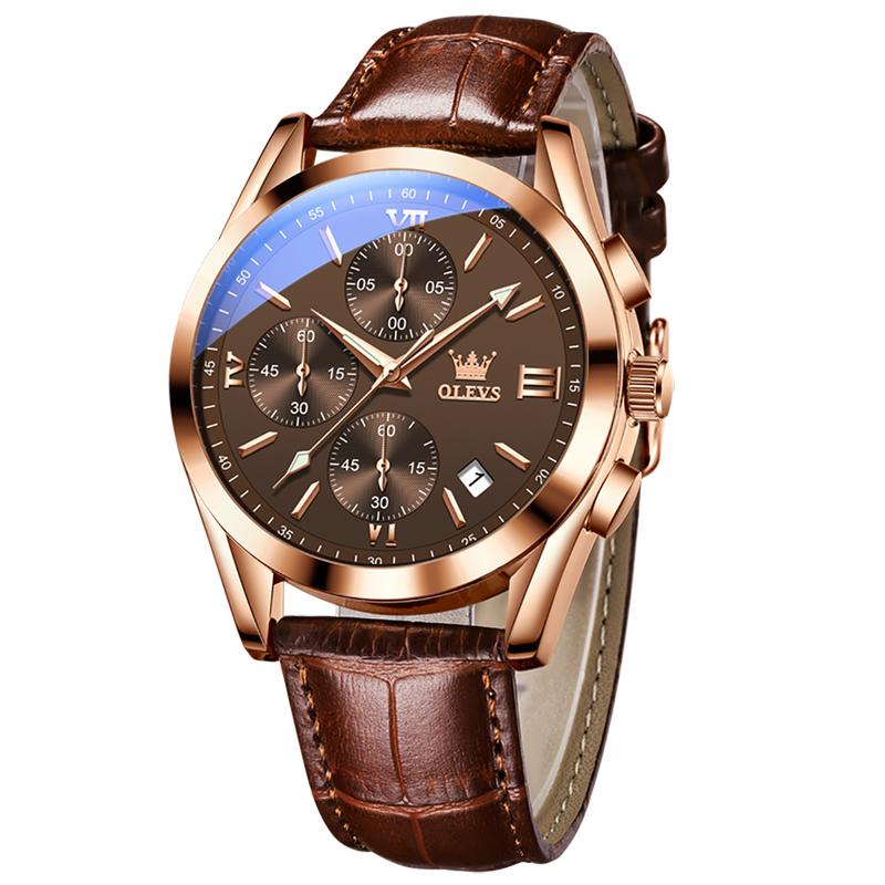 🥳2026 HOT SALE🥳💞50K+ SOLD!⌚💼 50% OFF! OLEVS Chronograph Watch – Triple‑eye, six‑hand. Genuine leather, casual elegance. Precise & reliable. 🕰️✨