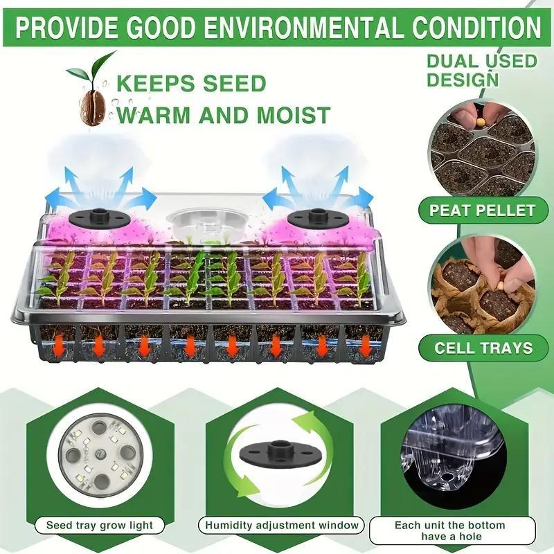 🥳2026 HOT SALE🥳💞50K+ SOLD! 🎉🌱 50% OFF! Seed Starter Trays with Grow Light – adjustable humidity, clear view & ventilation. Grow strong seedlings faster! 🛡️✅