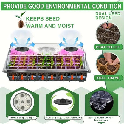 🥳2026 HOT SALE🥳💞50K+ SOLD! 🎉🌱 50% OFF! Seed Starter Trays with Grow Light – adjustable humidity, clear view & ventilation. Grow strong seedlings faster! 🛡️✅
