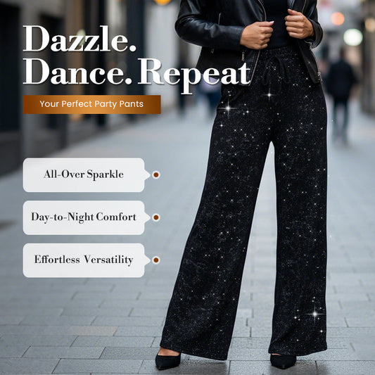 🥳2026 HOT SALE🥳💞50K+ SOLD!👵✨ LAST DAY 50% OFF! Sequin Sparkle Wide Leg Pants – Elastic waistband, easy pull-on. Dress up for parties or down for daily glam. Feel fabulous! 🎉👖