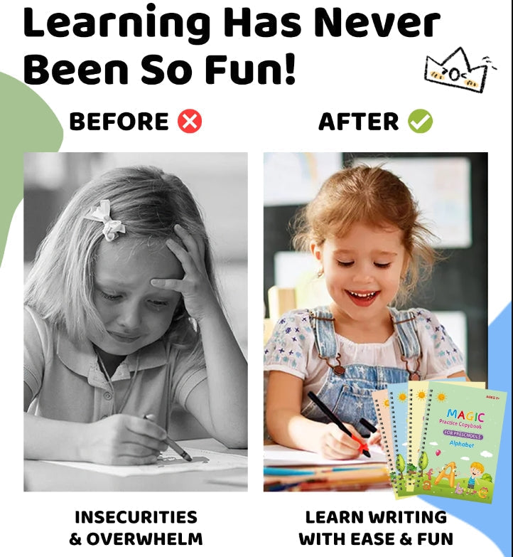 🥳2026 HOT SALE🥳💞50K+ SOLD!📚🖍️ 50% OFF! 4‑in‑1 Reusable Learning Books – Handwriting, numbers, drawing & motor skills. Magic vanishing ink – wipe & try again! Perfect for ages 2+. 💪✨
