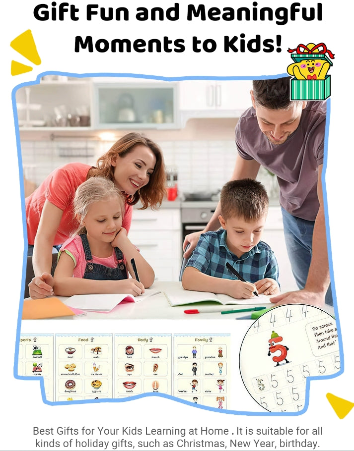 🥳2026 HOT SALE🥳💞50K+ SOLD!📚🖍️ 50% OFF! 4‑in‑1 Reusable Learning Books – Handwriting, numbers, drawing & motor skills. Magic vanishing ink – wipe & try again! Perfect for ages 2+. 💪✨