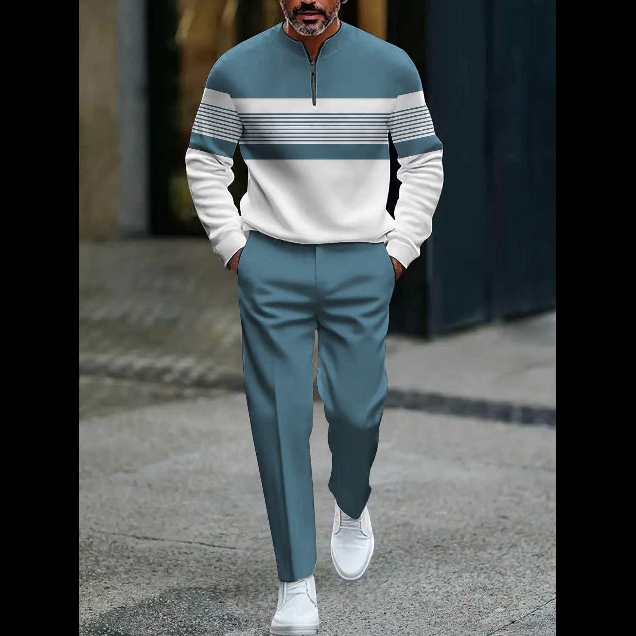 🥳2026 HOT SALE🥳💞50K+ SOLD!🌧️⏰ 50% OFF! Men's Casual 2-Piece Set – Your go-to for casual days! Soft fleece lining, easy pull-on pants. Street style meets everyday comfort. Perfect for unpredictable British weather. 👖👕