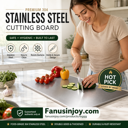 🥳2026 HOT SALE🥳💞50K+ SOLD! 🔪🧼 LIMITED-TIME 50% OFF! 304 Stainless Steel Cutting Board – double-sided, hygienic, moisture-resistant & easy to clean. Say goodbye to stains & odors! 🛡️✨