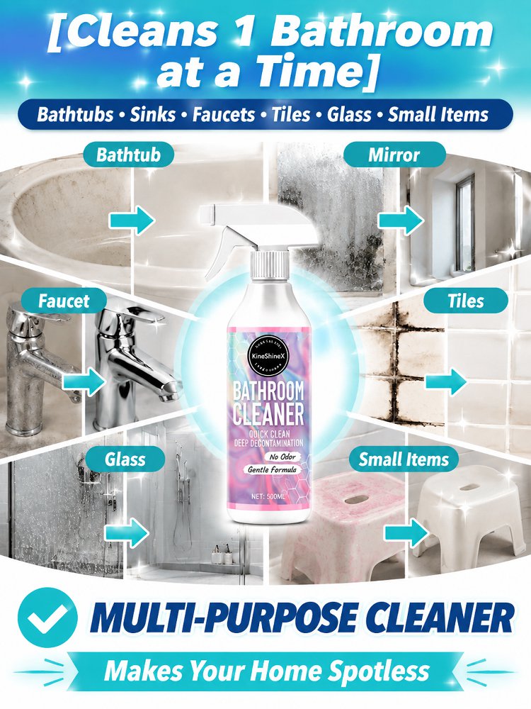 🥳2026 HOT SALE🥳💞50K+ SOLD! 🚿✨ 50% OFF! No-Scrub Bathroom Cleaning Spray – ultra-powerful stain removal in 3 seconds! Multifunctional, effortless clean for tiles, glass & more. 🧼💪