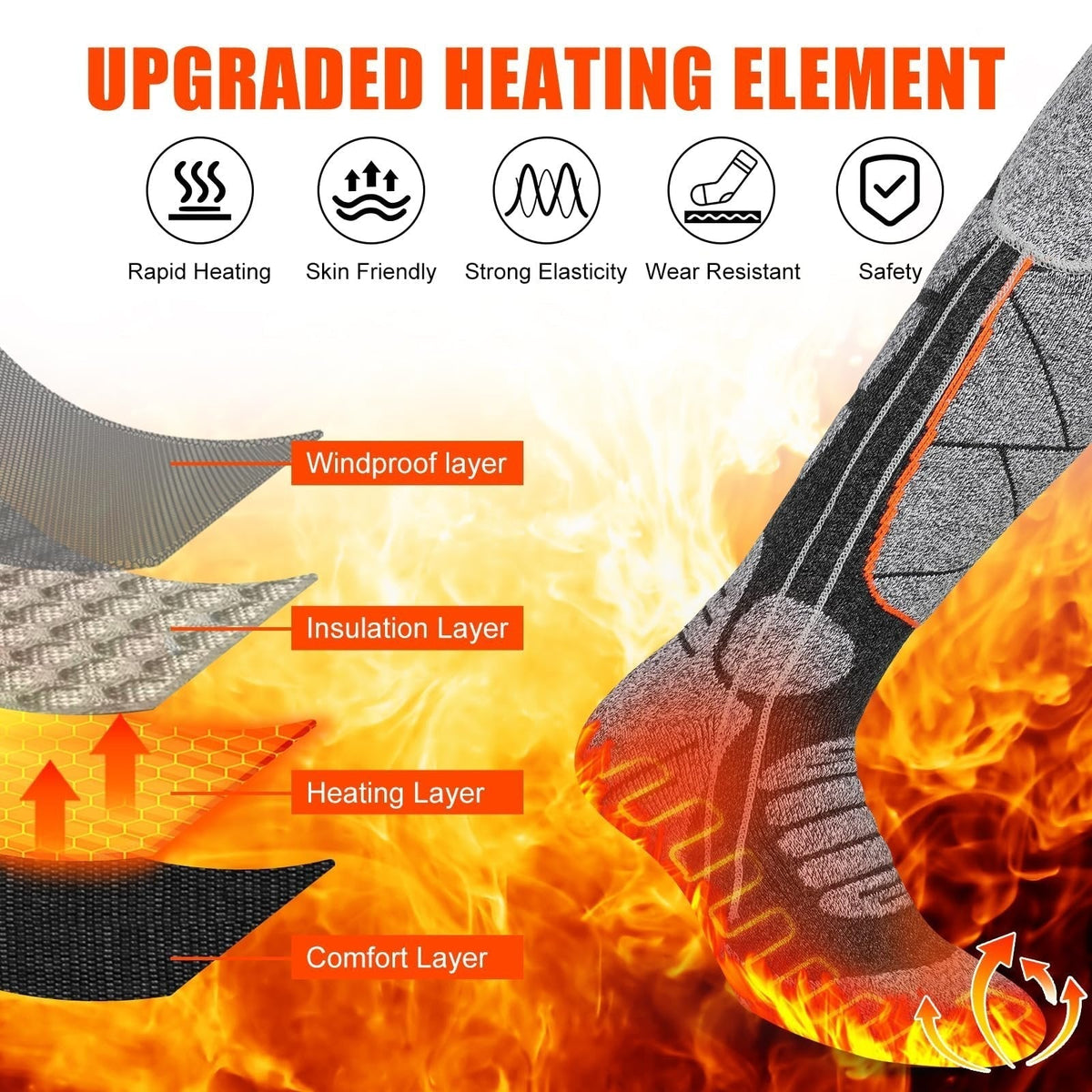 🥳2026 HOT SALE🥳💞50K+ SOLD! 🔥🧦 50% OFF! Rechargeable Heated Socks – carbon fiber fast heating, 6000mAh battery up to 9 hours. Perfect for skiing, hiking & winter warmth! 🛡️✅
