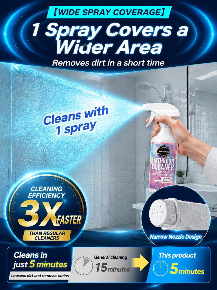 🥳2026 HOT SALE🥳💞50K+ SOLD! 🚿✨ 50% OFF! No-Scrub Bathroom Cleaning Spray – ultra-powerful stain removal in 3 seconds! Multifunctional, effortless clean for tiles, glass & more. 🧼💪