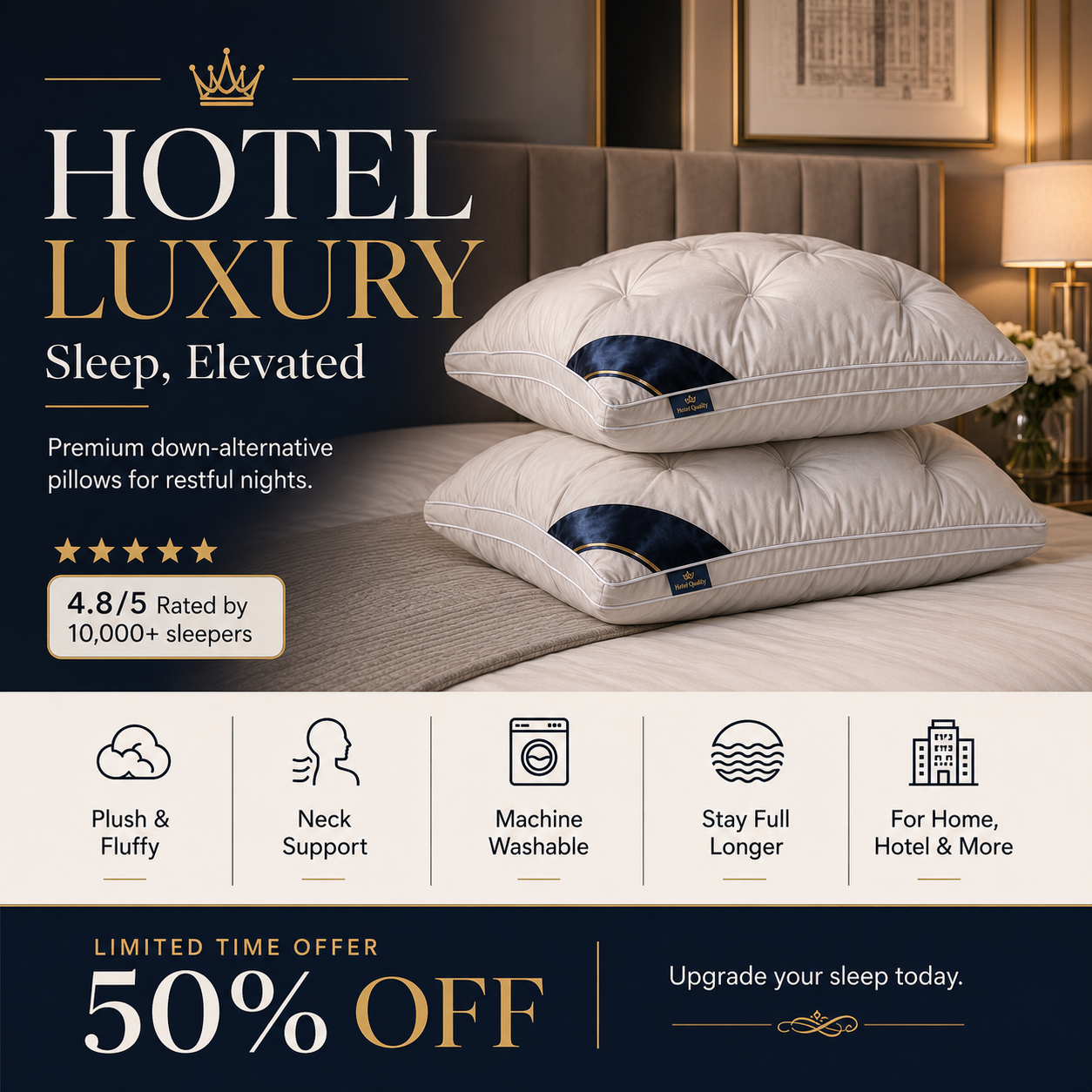 🥳2026 HOT SALE🥳💞50K+ SOLD!🛏️✨ 50% OFF! Washable Ergonomic Neck Pillow – Breathable 3D stitching & soft memory foam. Supports natural neck curve – perfect for side & back sleepers! 💤🌟