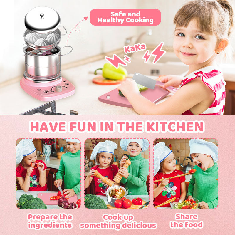 🎁[Best Gift For Kid]🍳Children's Real Cooking Mini Kitchen Toys - 22 PCS Set
