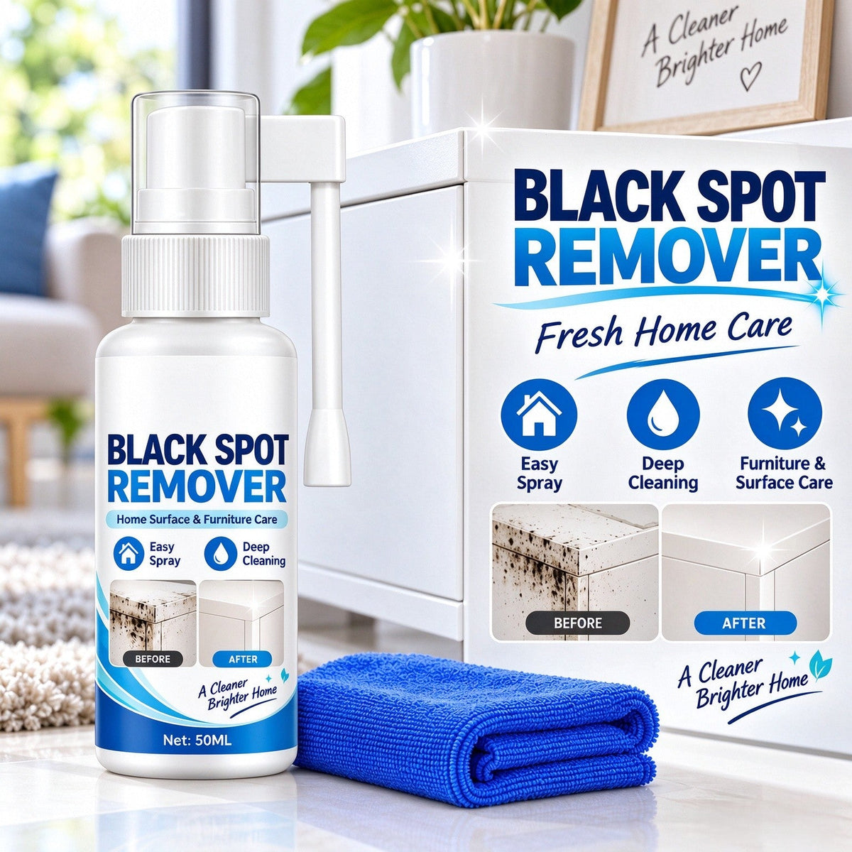🥳2026 HOT SALE🥳💞50K+ SOLD! 🧴✨ 50% OFF! Household Mould Remover Spray – breaks down black mould & grime on tiles, walls, frames & furniture. Extended nozzle, no scrubbing, visible results! 🛡️✅