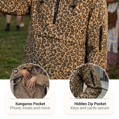 🥳2026 HOT SALE🥳💞50K+ SOLD!🦁👵50% OFF! Hooded Leopard Pullover – Perfect for chilly British days! Cosy hood keeps wind out, pocket warms hands. Soft, lightweight & easy to wear. 🍂☕