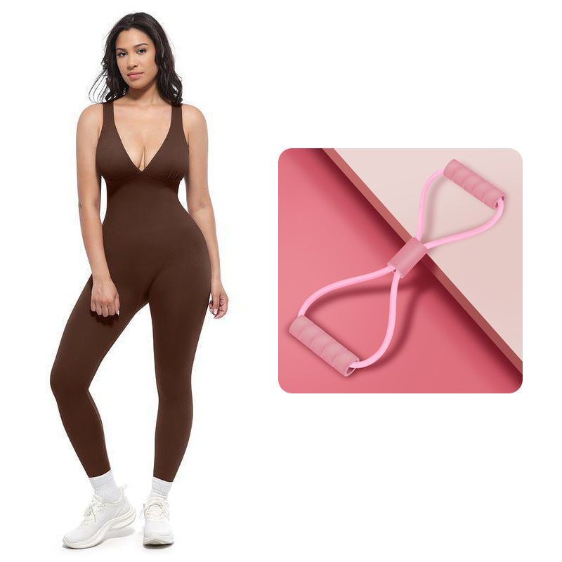🥳2026 HOT SALE🥳💞50K+ SOLD!🌸🦋50% OFF High-Stretch V-Neck Jumpsuit – All-day ease for fitness & beyond. Breathable, flexible & effortlessly chic. Your go-to for movement. 🧘‍♀️💫