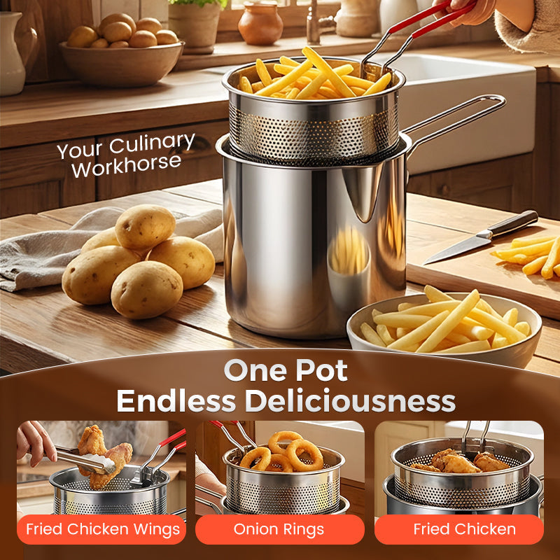 🥳2026 HOT SALE🥳💞50K+ SOLD! 🍳✨ 50% OFF! 5-in-1 Multi-Purpose Cook Pot – Fry, boil, steam & strain in one pot. 304 stainless steel, durable & versatile – crispy chicken made easy! 🔥🍗