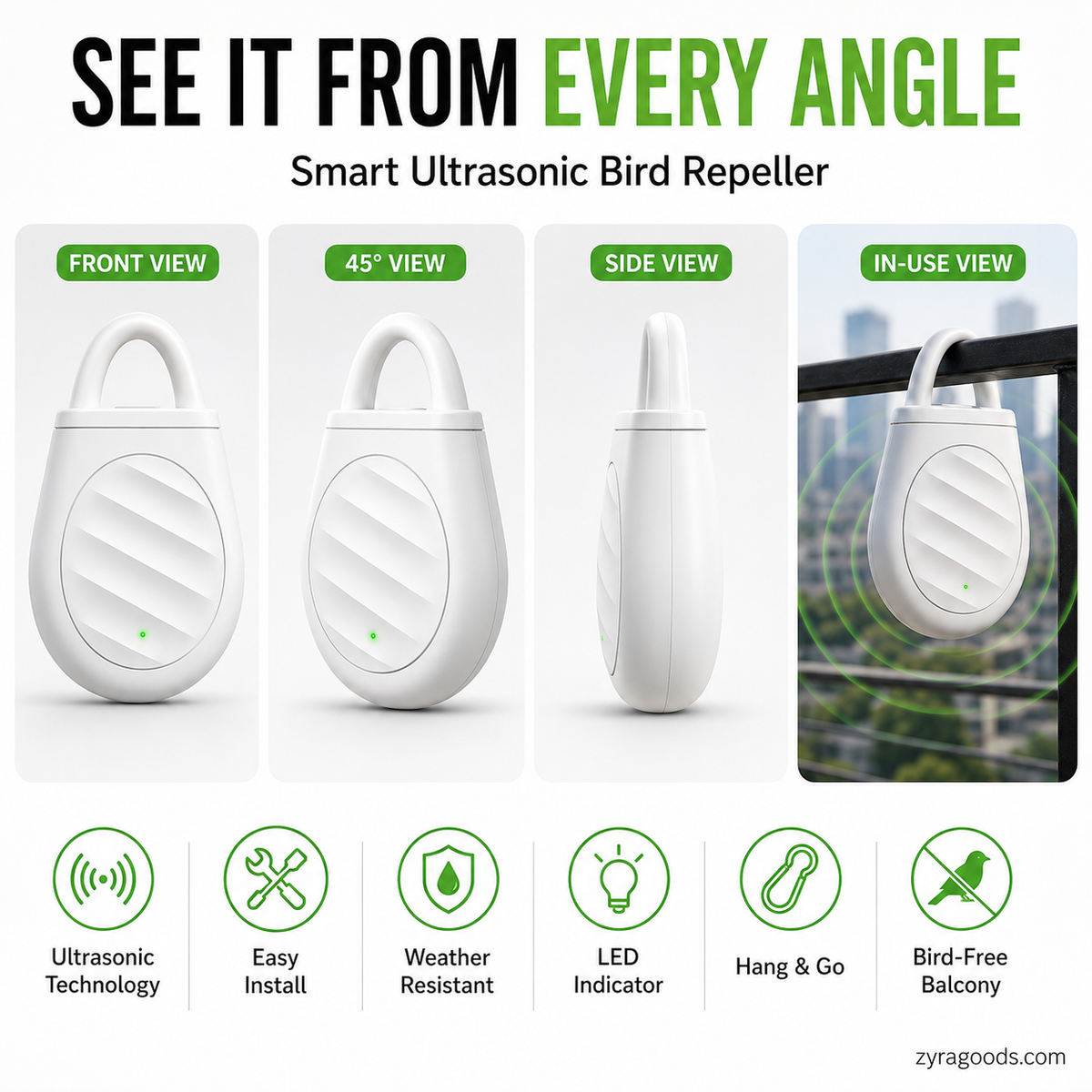 🔥Limited time offer Buy 3 get 2 free！🐦No more trouble from birds, beasts and locusts！Portable Ultrasonic Bird Repellent Keychain