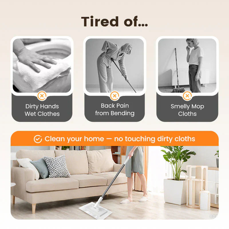 🔥2026 Hot Sale 50% OFF🔥Flat Mop with Stainless Steel Handle, come with Reusable Washable Mop Cloths🏆