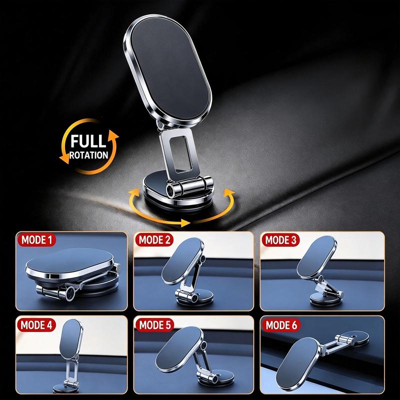 🥳2026 HOT SALE🥳💞50K+ SOLD! 🚗🛡️ Foldable Metal Magnetic Phone Holder – strong magnet holds phone steady, 360° rotation for perfect viewing angle. Keep your eyes on the road, not on your phone – safer driving starts here! 📱✅