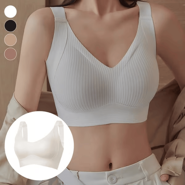 🥳2026 HOT SALE🥳💞50K+ SOLD!💖🌸 50% OFF! Subtle Striped Seamless Bra – Pushes back fat, natural lift. Breathable & moisture‑wicking. Feels like a hug! 👙💪