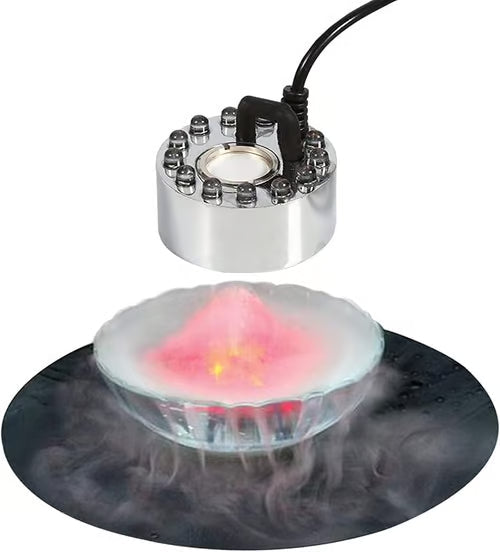 🥳2026 HOT SALE🥳💞50K+ SOLD! 🎃✨ 50% OFF! 12-LED Ultrasonic Mist Maker Fogger – Creates cool mist & colourful lights for Halloween décor, humidifiers & fountains. Quiet operation – just plug & play! 👻💧