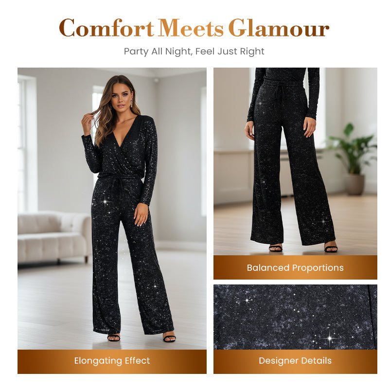 🥳2026 HOT SALE🥳💞50K+ SOLD!👵✨ LAST DAY 50% OFF! Sequin Sparkle Wide Leg Pants – Elastic waistband, easy pull-on. Dress up for parties or down for daily glam. Feel fabulous! 🎉👖