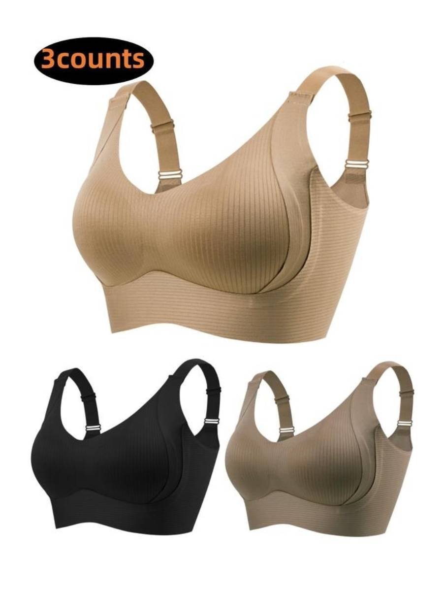 🥳2026 HOT SALE🥳💞50K+ SOLD!💖🌸 50% OFF! Subtle Striped Seamless Bra – Pushes back fat, natural lift. Breathable & moisture‑wicking. Feels like a hug! 👙💪