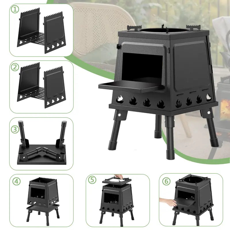 🥳2026 HOT SALE🥳💞50K+ SOLD! 🔥🏕️ 50% OFF! Portable Wood Burning Rocket Stove – 16 vent holes create super-efficient airflow, boils water in minutes. Heavy-duty cast iron holds heat – no more waiting around for a cuppa! ☕✨