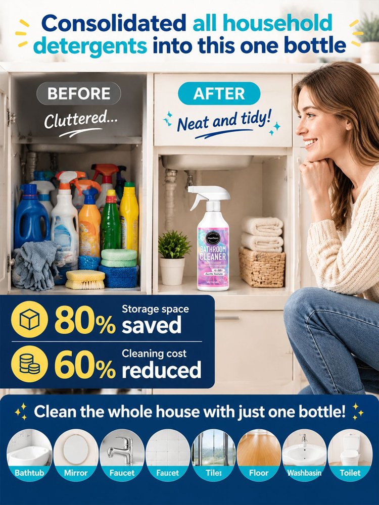 🥳2026 HOT SALE🥳💞50K+ SOLD! 🚿✨ 50% OFF! No-Scrub Bathroom Cleaning Spray – ultra-powerful stain removal in 3 seconds! Multifunctional, effortless clean for tiles, glass & more. 🧼💪