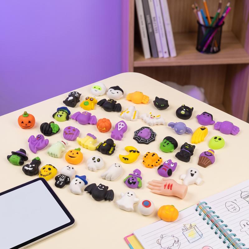 ✨50% OFF!!🎃Halloween Squishies Stress Relief Toy Set, Classic Pumpkin/Ghost/Bat Shapes, Super Soft TPR Material with Elastic Squeeze Feel🧹Classroom Rewards & Trick-or-Treat🦇🪄