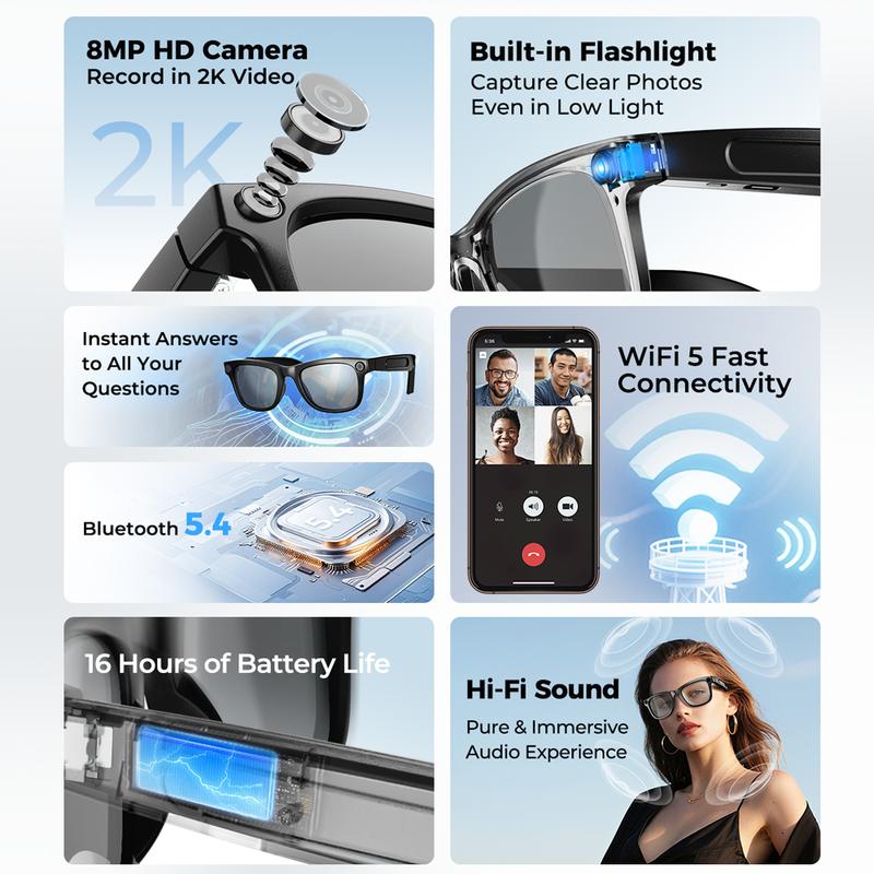 🥳2026 HOT SALE🥳💞50K+ SOLD!👓✨ 50% OFF! AI Smart Glasses with ChatGPT – Real‑time translation in 160+ languages, 8MP camera & 4K video. Bluetooth 5.4, HiFi audio – your personal AI assistant for travel & daily life! 🗣️🌍