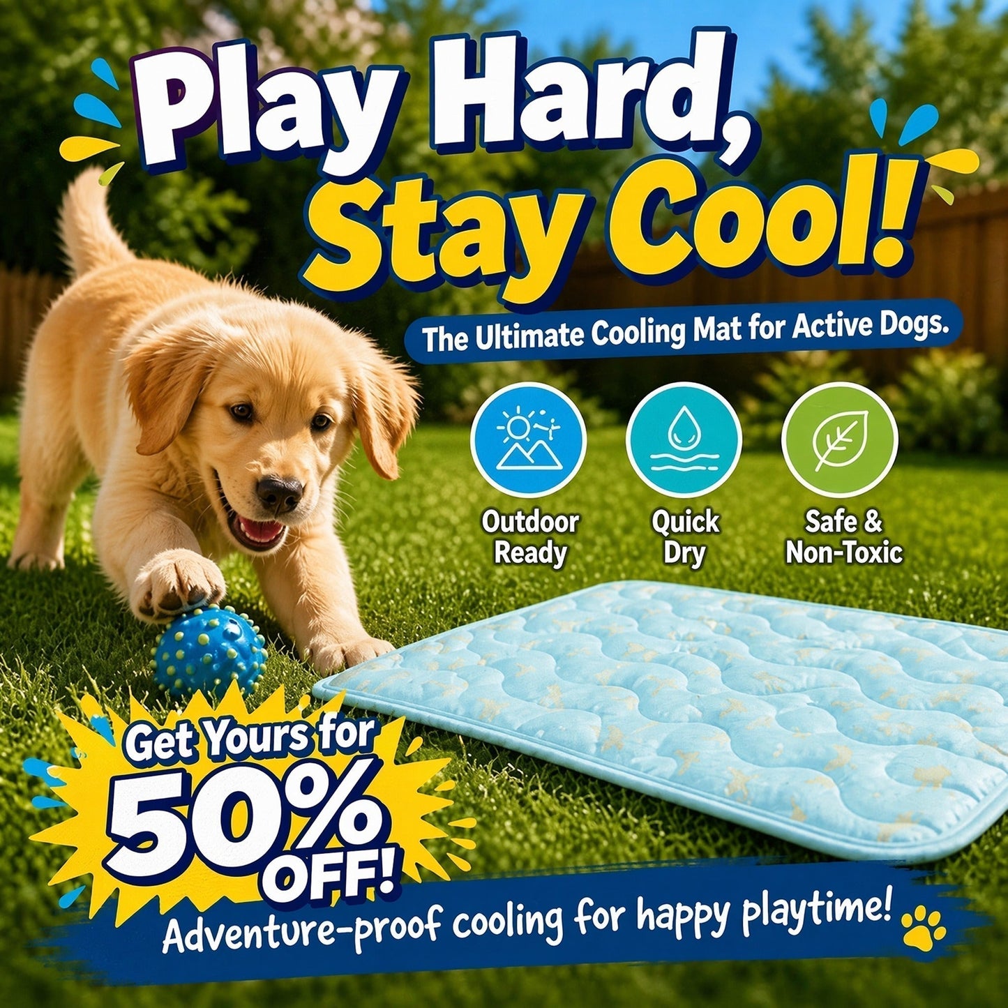 🥳2026 HOT SALE🥳💞50K+ SOLD!❄️🧊 50% OFF! Pet Cooling Mat – No water or electricity, instant relief. Cools up to 8°C, vet‑recommended. Machine washable & portable. Keep your pet cool! 🌿✨