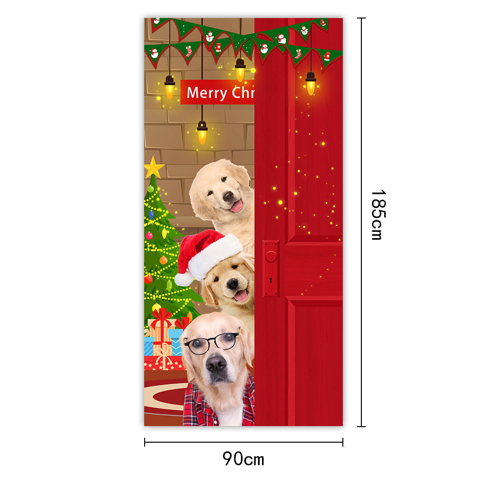 🥳2026 HOT SALE🥳💞50K+ SOLD! 🎄🚪 50% OFF! Christmas Front Door Decoration – 28-second install, washable & reusable fabric cover. Fits 35x79 inch door, indoor/outdoor. Easy holiday cheer! 🎅✨