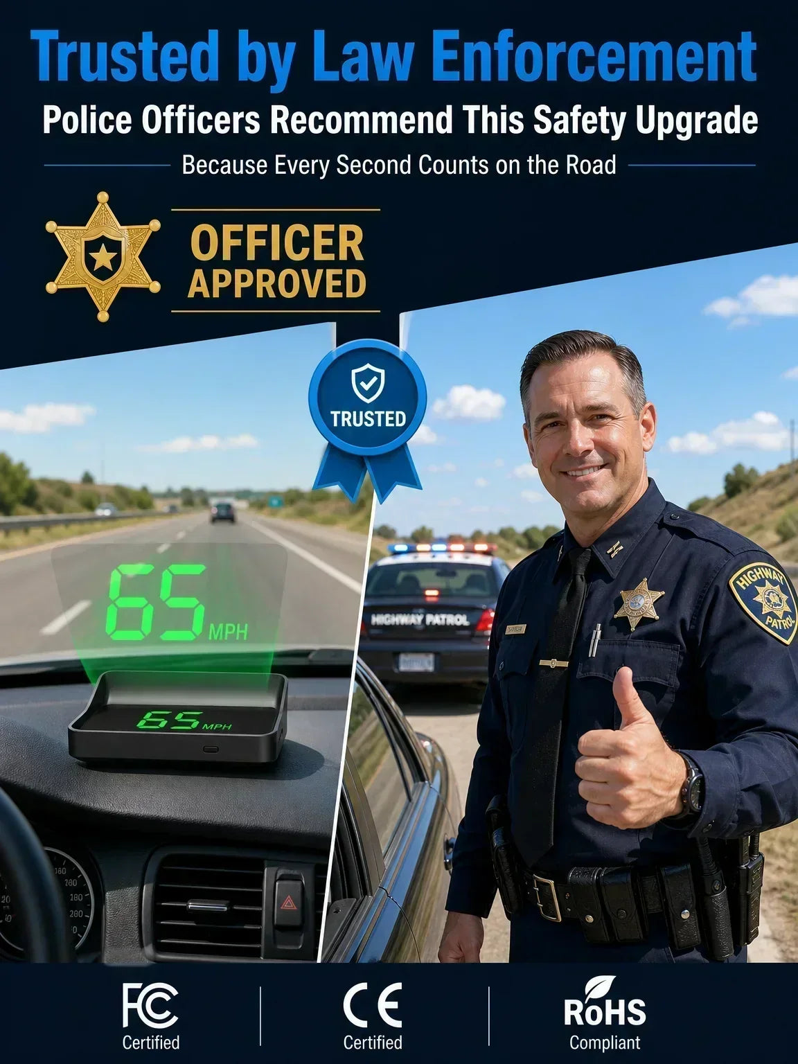 🥳2026 HOT SALE🥳💞50K+ SOLD!🚗⚡ 50% OFF! HUD Car GPS Speedometer – Traffic light countdown & red light camera alerts. Speed & direction on windscreen – no more looking down! 🛡️✨