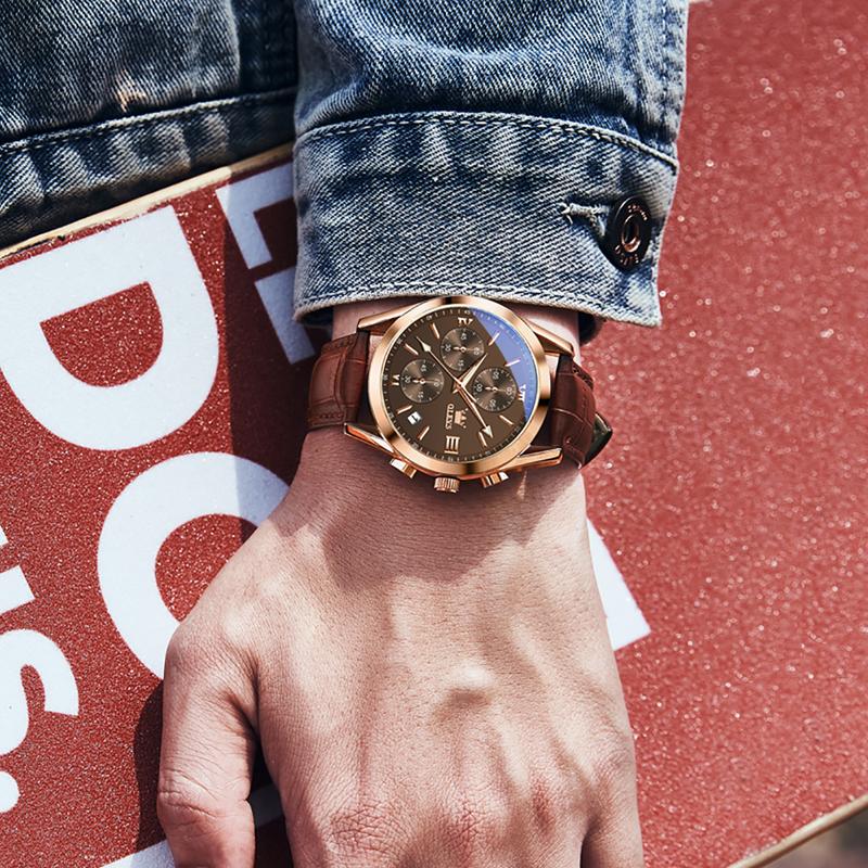🥳2026 HOT SALE🥳💞50K+ SOLD!⌚💼 50% OFF! OLEVS Chronograph Watch – Triple‑eye, six‑hand. Genuine leather, casual elegance. Precise & reliable. 🕰️✨