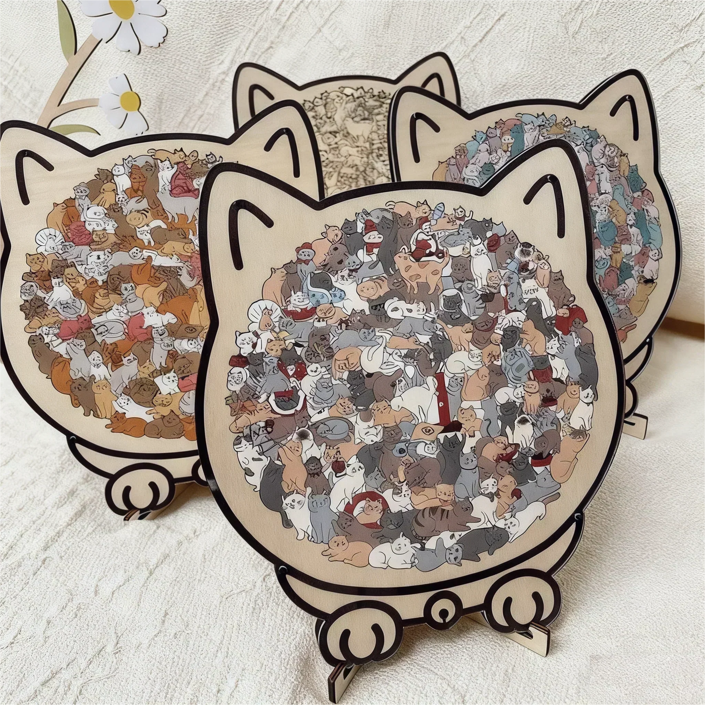 🥳2026 HOT SALE🥳💞50K+ SOLD!🐱🧩 50% OFF! 135‑Piece Cat Shaped Wooden Jigsaw – Morandi colours, artistic frame. Premium wood, calming & collectible. A gift for cat lovers! 🎨✨