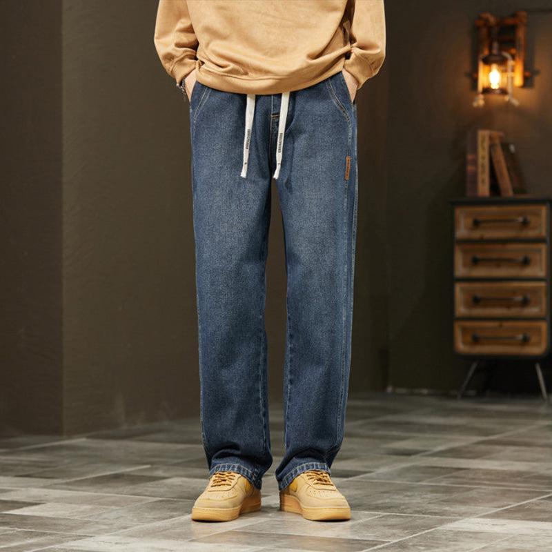 🥳2026 HOT SALE🥳💞50K+ SOLD!💥🕊️ 50% OFF! Men's Loose Straight Jeans – Roomy & relaxed all day! Easy elastic waist, no tight squeeze. Classic straight leg, moves with you. Perfect for everyday wear. 👖✨