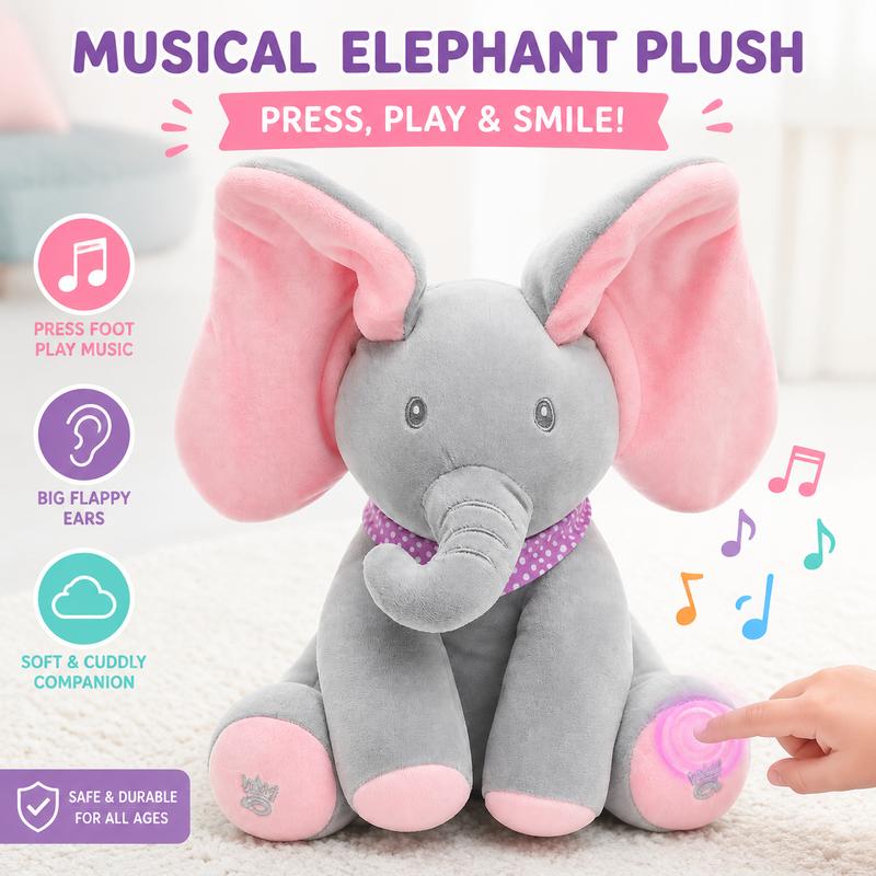 🥳2026 HOT SALE🥳💞50K+ SOLD! 🐘🎶 50% OFF! Peek-A-Boo Singing Elephant Plush – sings, flaps ears & plays peek-a-boo. Soft, safe & interactive for babies & toddlers. Perfect gift! 👶💚
