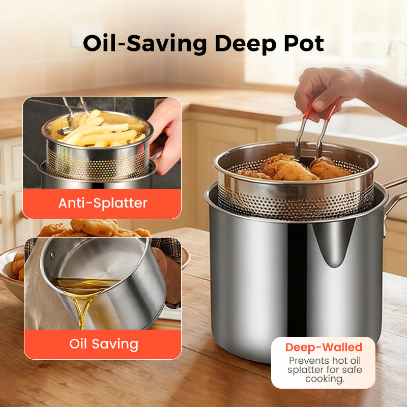 🥳2026 HOT SALE🥳💞50K+ SOLD! 🍳✨ 50% OFF! 5-in-1 Multi-Purpose Cook Pot – Fry, boil, steam & strain in one pot. 304 stainless steel, durable & versatile – crispy chicken made easy! 🔥🍗