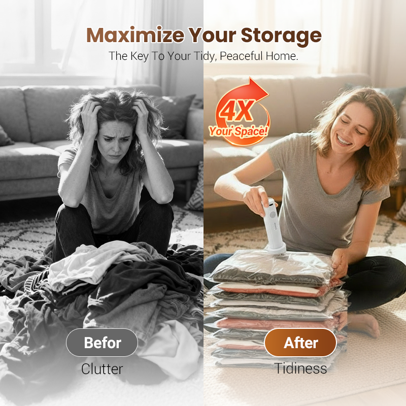 🥳2026 HOT SALE🥳💞50K+ SOLD!👵🧳 50% OFF! Cordless Vacuum Storage Set – 15 bags, 140L/min pump. Shrinks clothes, saves space. Waterproof & reusable. Holiday essential. 🎒⚡