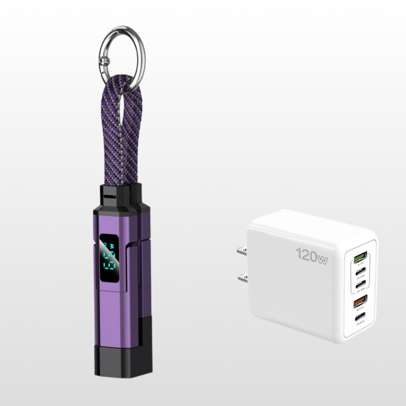 🥳2026 HOT SALE🥳💞50K+ SOLD!📊🔌 50% OFF! 4‑in‑1 Keychain Charger – Built‑in digital wattmeter, zinc alloy core. Supports 65W+27W. Never guess charging speed again. A pocket‑sized power station! 💎🔄